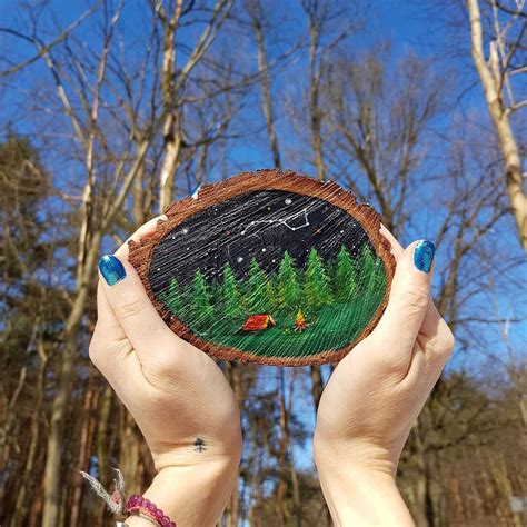 I Create Magical Starry Scenes On Wood Pieces Found During My Forest ...