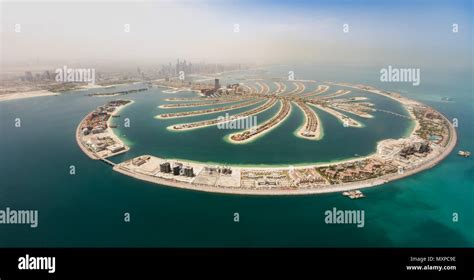 Aerial view of artificial palm island in Dubai. Panoramic view Stock ...