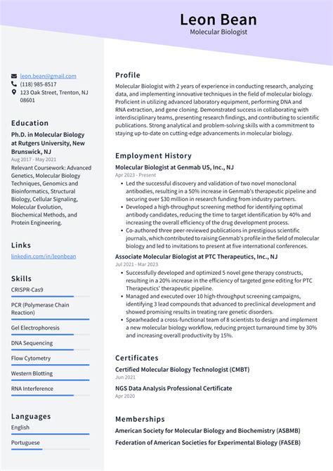 Top 17 Molecular Biologist Resume Objective Examples