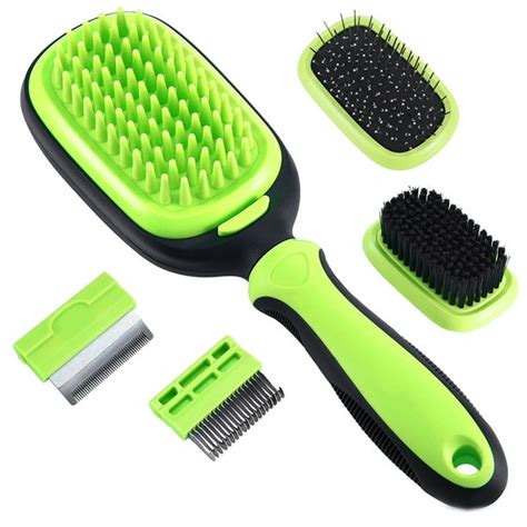 Dog Brush & Cat Brush Set, 5 in 1, Pet Grooming Brush, Double Sided ...