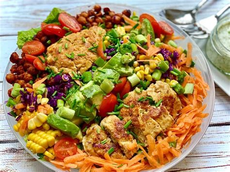 Best Vegan Cobb Salad Recipe With Roasted Chickpeas & Seitan Chicken