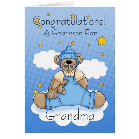 Grandma New Baby Boy Congratulations Card | Zazzle