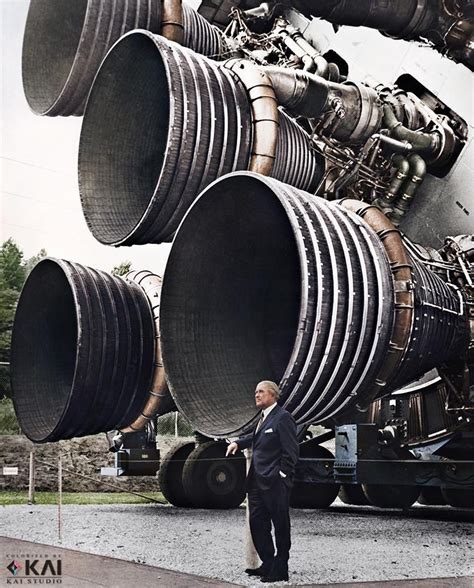 historicaltimes:“ Wernher von Braun with the F-1 engines of the Saturn V first stage at the U.S ...