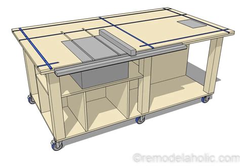 Remodelaholic | Table Saw Workbench Building Plans with Rockler T-Track System