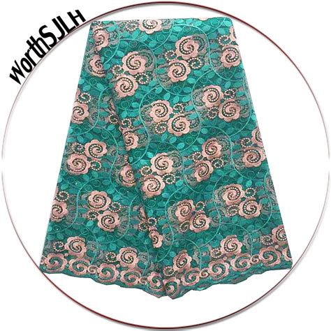 Green Peach African Lace Fabric 2017 High Quality Lace Alibaba Express 2018 African French Lace ...