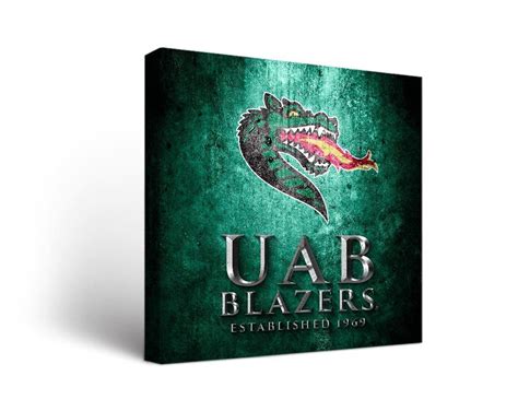 Metal Design Canvas UAB Blazers Wall Art - Alab… | Canvas wall art, Square canvas, College wall art