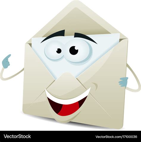 Cartoon happy email character Royalty Free Vector Image