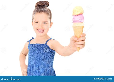 Cute Little Girl Holding An Ice Cream Stock Image - Image: 41495739