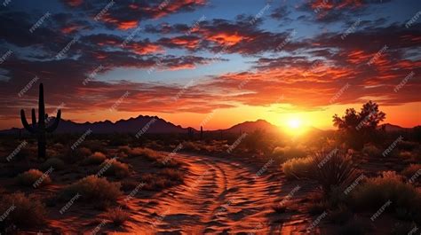 Premium AI Image | desert sunset HD wallpaper photographic image