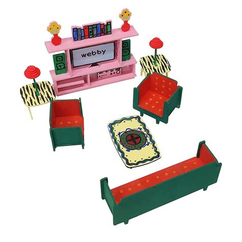Webby DIY Build & Paint Living Room with Furniture Wooden Dollhouse Kit