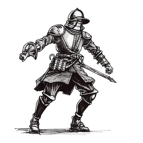 Premium AI Image | a drawing of a knight with a sword and shield.