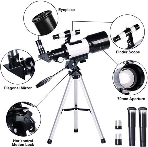 Astronomical Telescope 70mm Aperture 300mm Focal Length Tripod Outdoor Camping Telescope for ...