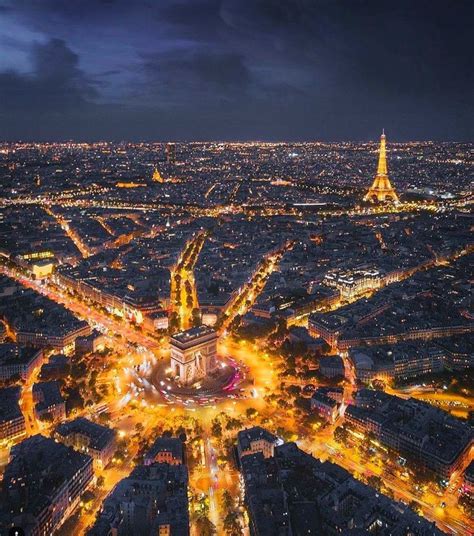 Aerial photography drone : Paris at night France. Aerial photography ...