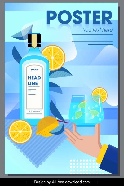 Lime beverage advertising poster colorful flat design Vectors graphic ...