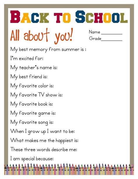 Back to School Questionnaire ⋆ Night Owl Moms | Back to school, 1st day of school, Beginning of ...