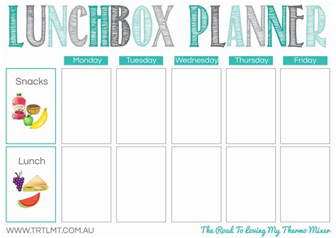 Printables | Lunch planner printable, Lunch planner, Kids planner