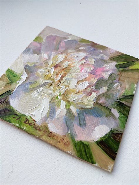 White peony wall art oil painting framed Gift floral painting | Etsy