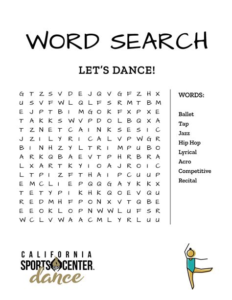 Dance Word Search Jazz Hip Hop, Lets Dance, Kids Corner, Recital ...