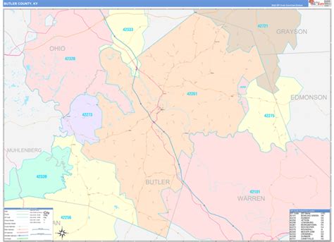 Butler County, KY Wall Map Color Cast Style by MarketMAPS - MapSales