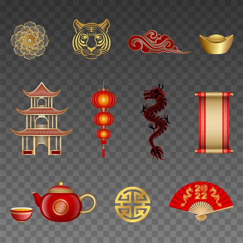 set of isolated chinese new year elements and symbols 5130641 Vector ...