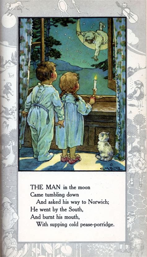 Man in the Moon | Old nursery rhymes, Nursery rhymes poems, Illustration