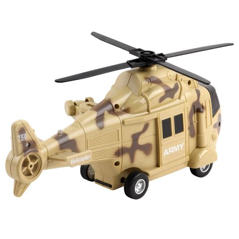 Vokodo Military Helicopter 11 With Lights Sounds Push And Go Includes Rescue Basket Durable Toy ...