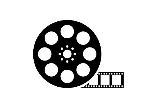 Film Reel Movie Icon Vector Isolated Icon Black Movie Reel Icon In Vintage Style On White ...