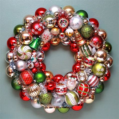 Vintage Christmas Ball Wreath Mercury Glass Wreath