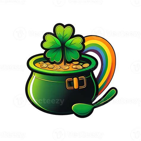 Green pot with gold, a symbol of St. Patrick's Day sticker 18874003 PNG