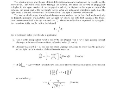 Solved A sugar solution with a non-uniform refractive index | Chegg.com