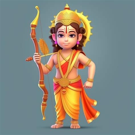 Premium Photo | Shree ram Hindu god cartoon style generative AI