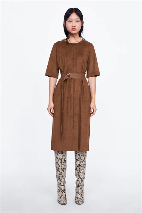 ZARA - WOMAN - FAUX SUEDE DRESS | Zara woman dress, Faux suede dress ...