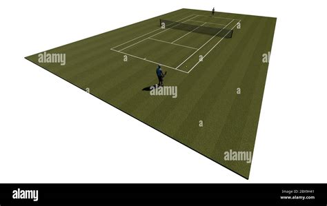 Grass tennis court with players Stock Photo - Alamy