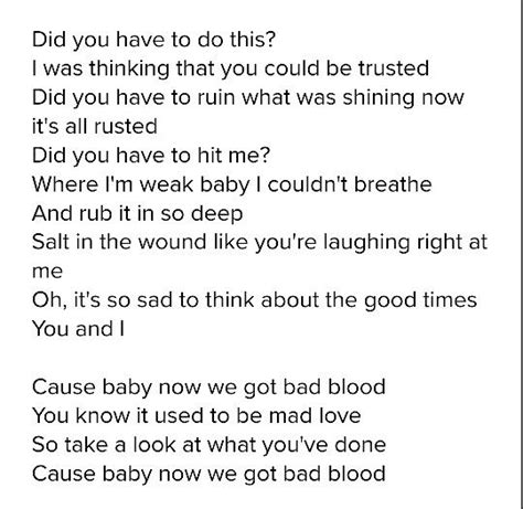 Taylor Swift Bad Blood Lyrics