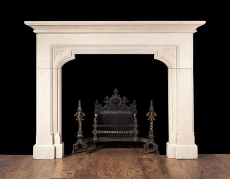 Reclaimed and Restored Portland Stone Fireplace in the Gothic Revival Manner