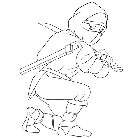 Spy Ninja With Sword Coloring Page (Printable)