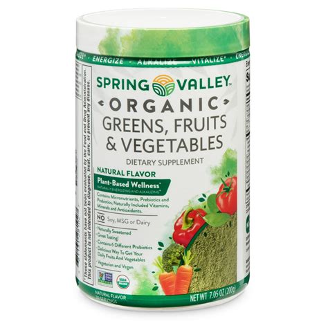 Spring Valley Organic Greens, Fruits & Vegetables Dietary Supplement, 7 ...