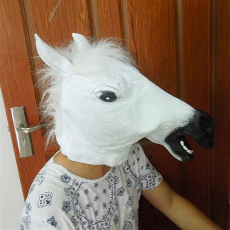 Creepy White Horse Head Mask Latex Halloween Party Mask Carnival ...