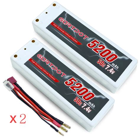 2units GARTPOT RC Lipo Battery 5200mAh 7.4V 2S Lipo RC Car Battery 50C ...