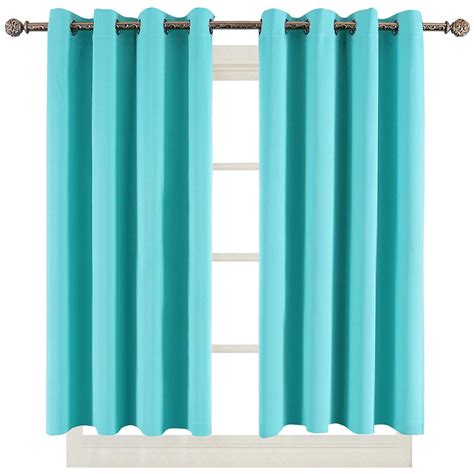 YGO 36 Inch Curtains Grommet Teal Blackout Window Valances for Bathroom Thermal Insulating Tiers ...