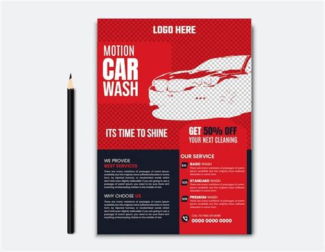 Premium Vector | Car wash flyer design template