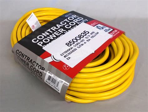 Extra-Heavy Duty Outdoor Extension Cord, 100' Long, Yellow, 12/3 SJTW, 15 Amp, 125 Volt, 1875 ...