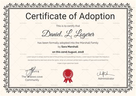 Free Printable Adoption Certificate