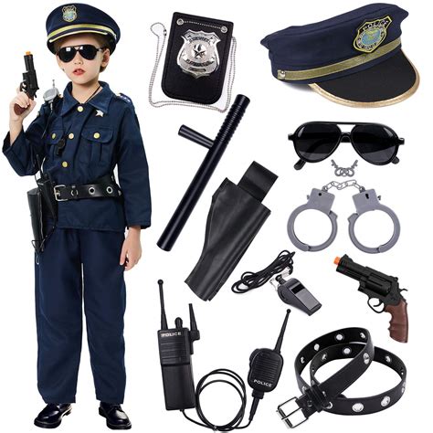 Police Costume for Kids Dress Up Set Role Play Officer with Handcuffs ...