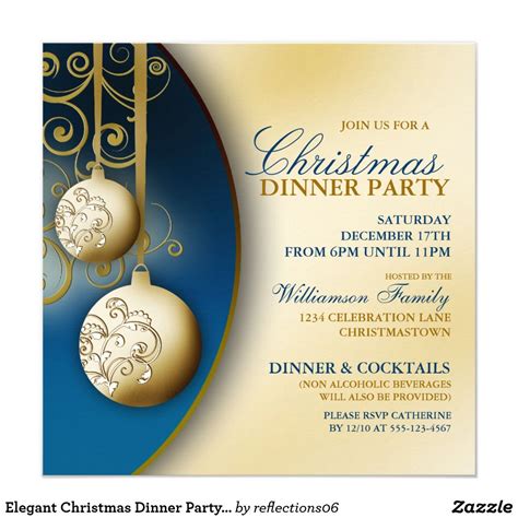 Elegant Christmas Dinner Party Invitation Personalize all the details ...