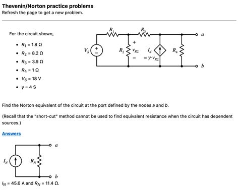 Solved Thevenin/Norton practice problems Refresh the page to | Chegg.com