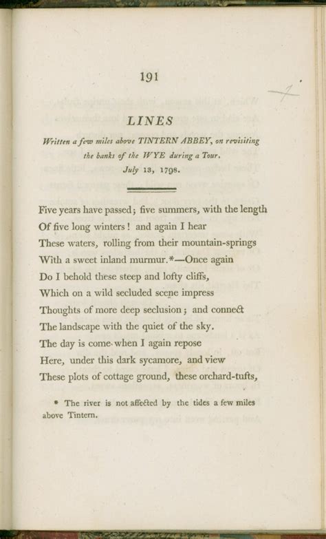 William Wordsworth, "Tintern Abbey". This poem is profoundly beautiful ...