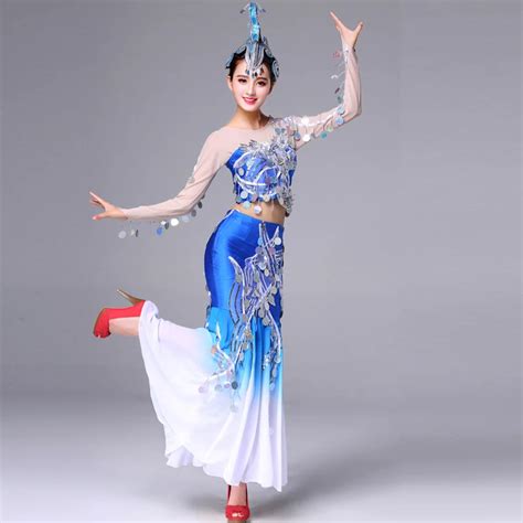 Aliexpress.com : Buy blue peacock dance costumes for women peacock costume festival dance ...