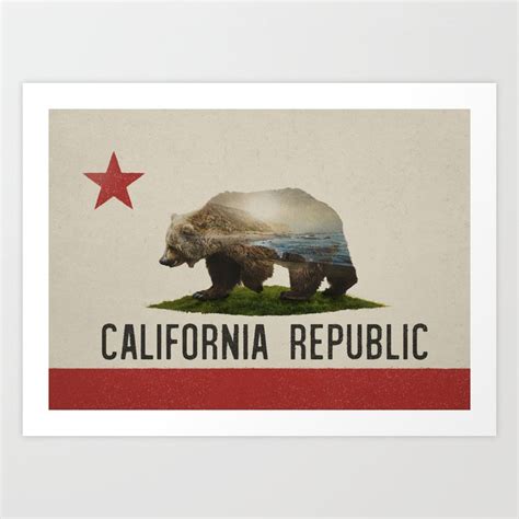 California Grizzly Bear Flag Art Print by Davies Babies | Society6