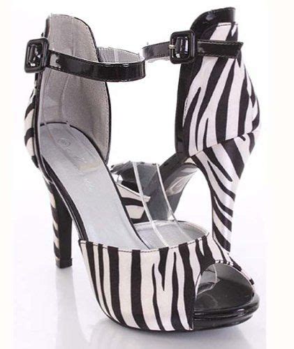 Zebra Satin Faux Leather Peeptoe Strap Platform Heels | Heels, Zebra ...